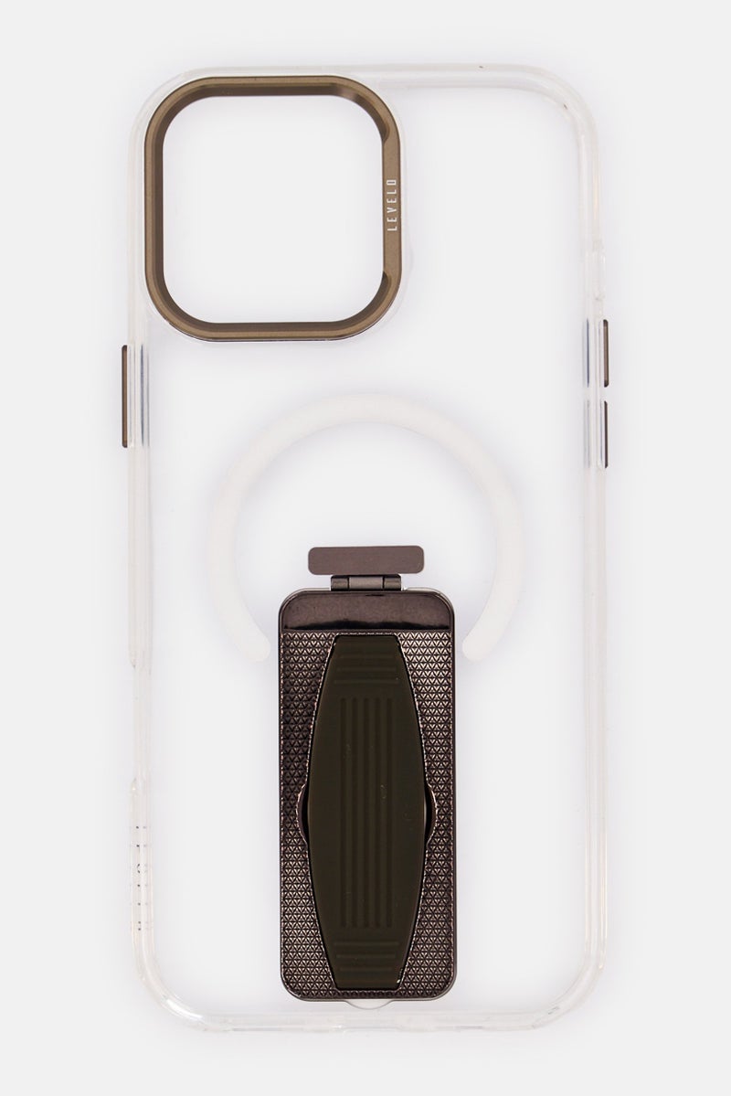 LEVELO iPhone 16 Pro Max Morphix Magsafe Case With Grip And Stand, Transparent - Image 1