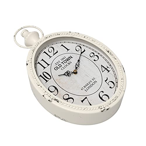 Menterry Small Retro Oval Wall Clock, Antique Old Design, White Vintage Style, Battery Operated Silent Decor Wall Clocks for Kitchen,Bedroom,Farmhouse,Bathroom (11.2" H x 6.7" W) - Image 3