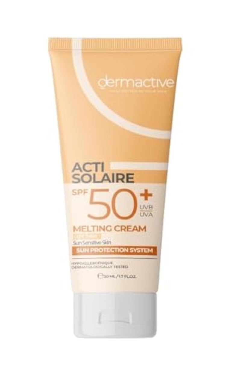 DERMACTIVE Acti-Solaire SPF50+ UVB/UVA Melting Cream Light Tinted – 50ml | Very High Sun Protection, Natural Tint, Moisturizing & Radiant Finish