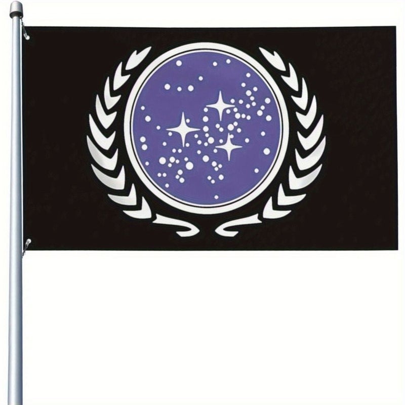 1pc Interstellar Federation Flag 2D Flat Door Banner 4x6ft Durable Polyester Indoor Outdoor Vibrant Purple And White Star Design Weather Resistant Sci Fi Home Decor Suitable For Garden Patio - Image 4