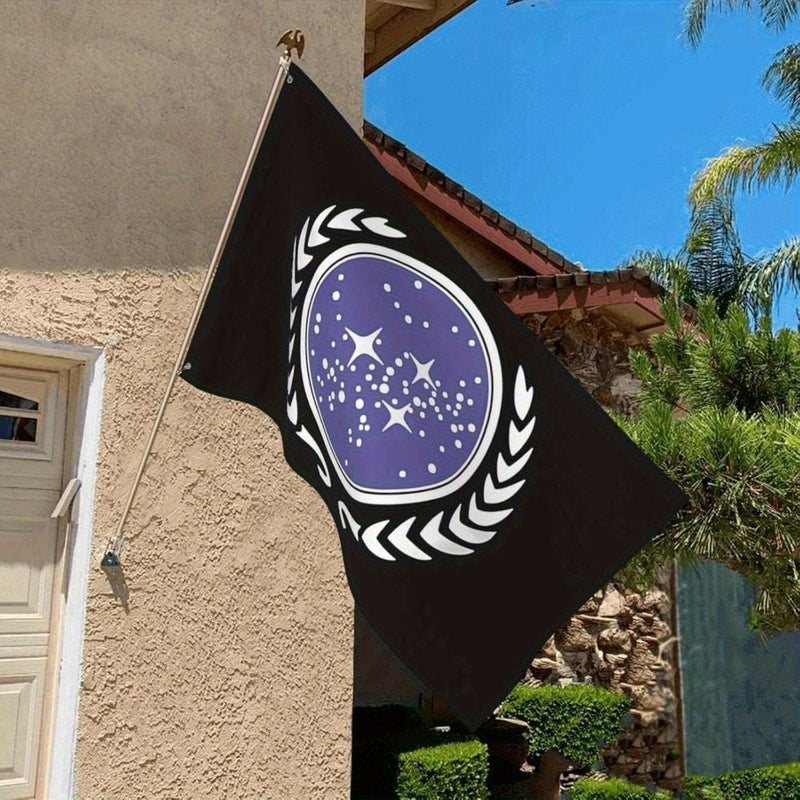 1pc Interstellar Federation Flag 2D Flat Door Banner 4x6ft Durable Polyester Indoor Outdoor Vibrant Purple And White Star Design Weather Resistant Sci Fi Home Decor Suitable For Garden Patio - Image 3