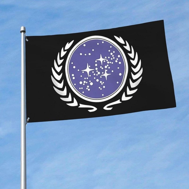 1pc Interstellar Federation Flag 2D Flat Door Banner 4x6ft Durable Polyester Indoor Outdoor Vibrant Purple And White Star Design Weather Resistant Sci Fi Home Decor Suitable For Garden Patio - Image 2