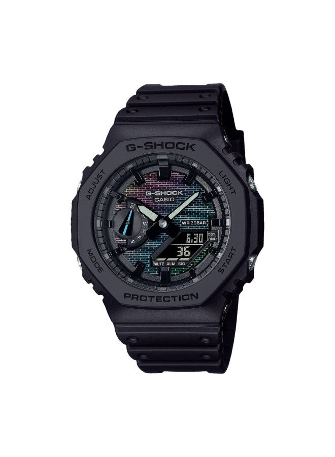 كاسيو ساعة يد كاسيو جي-شوك (Casio G-Shock) تناظرية-رقمية، باللون الأسود مع ميناء متقزح الألوان. - Image 1