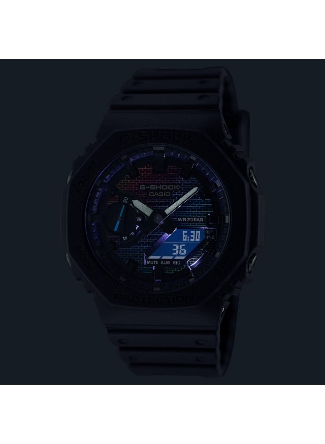 كاسيو ساعة يد كاسيو جي-شوك (Casio G-Shock) تناظرية-رقمية، باللون الأسود مع ميناء متقزح الألوان. - Image 4