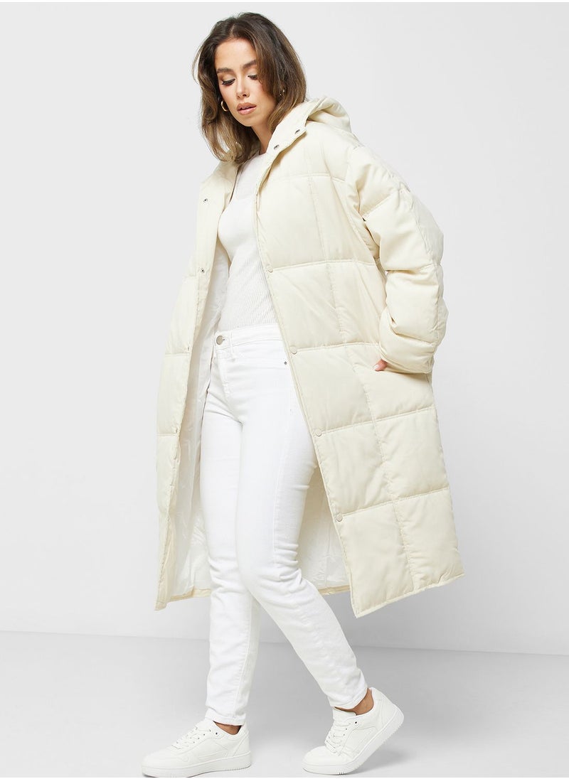 ELLA - Longline Padded Jacket With Bord Detail - Image 1