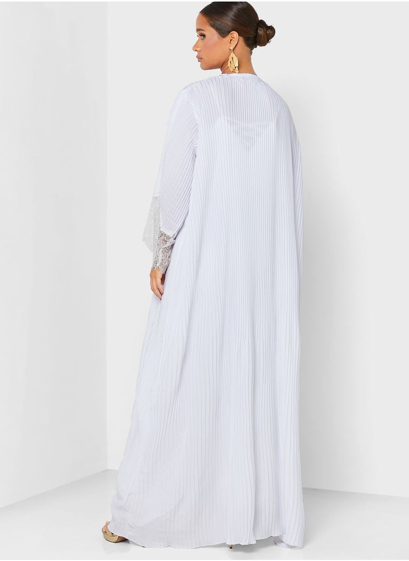 Khizana - Pleated Detail Abaya With Sheila - Image 1