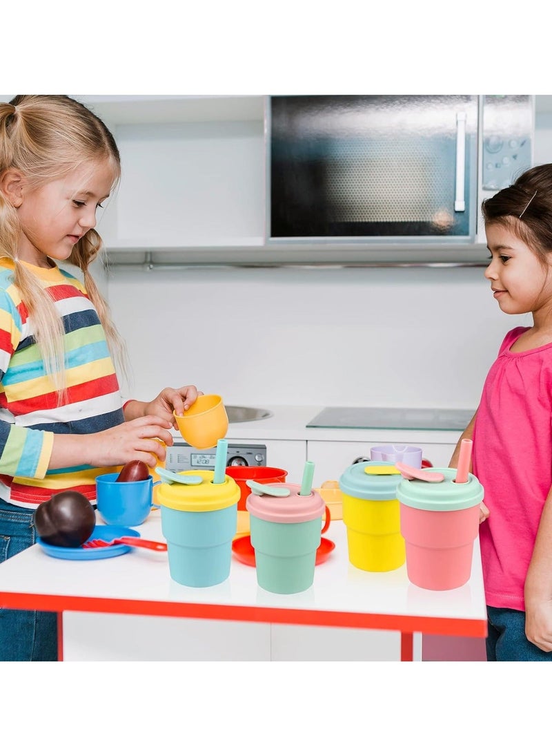 شو وو Kids Cups with Straws and Lids Tumbler Set, BPA Free Toddler Straw Silicone Sleeves & Stopper, Spill proof cups for Kids, Smoothie 8 Pcs - Image 4