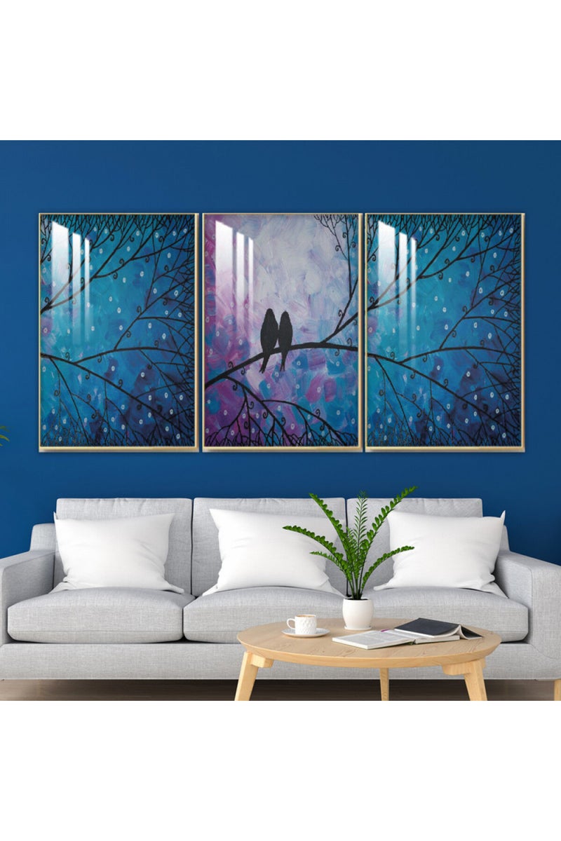 ماركتنا ثلاث لوحات جدارية خشبية بإطار وطبقة أكريليك شفافة - Image 1