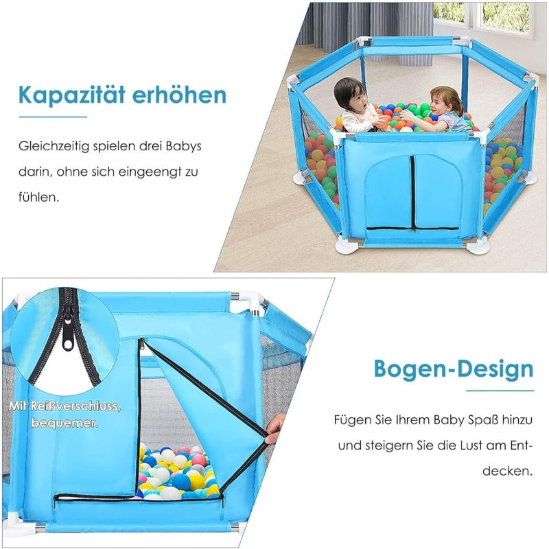 Fantastic-Kids-Toys Baby Playpen, Foldable Baby Playpen, Floor-Mounted Activity Center, Safety Protection for Babies and Toddlers While Playing, with 50 Balls, Size (128cm*70cm*65.5cm) - Image 5