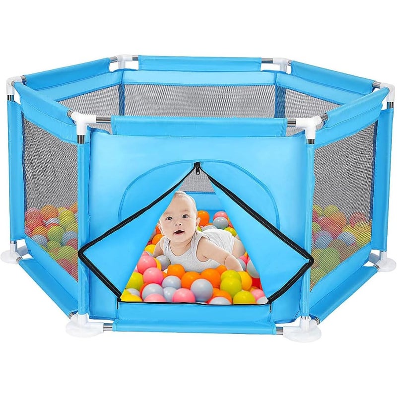 Fantastic-Kids-Toys Baby Playpen, Foldable Baby Playpen, Floor-Mounted Activity Center, Safety Protection for Babies and Toddlers While Playing, with 50 Balls, Size (128cm*70cm*65.5cm) - Image 1