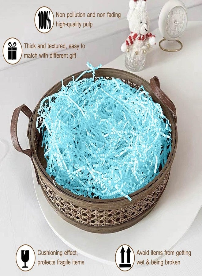 LYARCHTE Crinkle Paper Filler 5.2 oz, Crinkle Cut Paper Shred Filler Shredded TissueRaffia Grass Paper for Gift Basket Packing Bag Filler (Baby blue) - Image 2