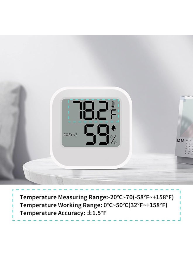 Quantum 3 Pcs Digital Indoor Thermometer Hygrometer with Comfort Indicator - Mini LCD Temperature Humidity Monitor - Small Room Temperature Humidity Gauge for Baby Room Greenhouse & Home (White+Pink+Blue) - Image 3