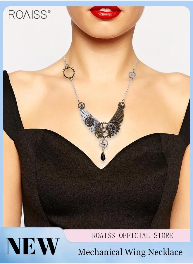 roaiss - Unisex Fashion wing Necklace Creative Vintage Gear Necklace Steampunk Pendant - Image 1