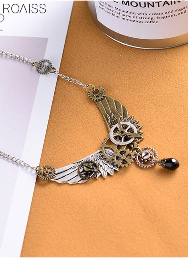 roaiss - Unisex Fashion wing Necklace Creative Vintage Gear Necklace Steampunk Pendant - Image 1