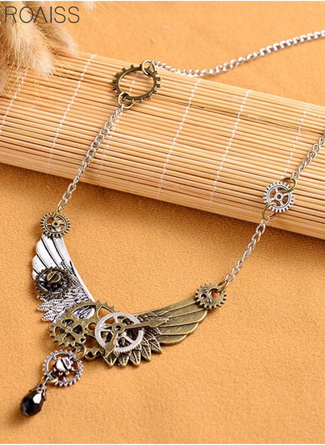 roaiss - Unisex Fashion wing Necklace Creative Vintage Gear Necklace Steampunk Pendant - Image 1