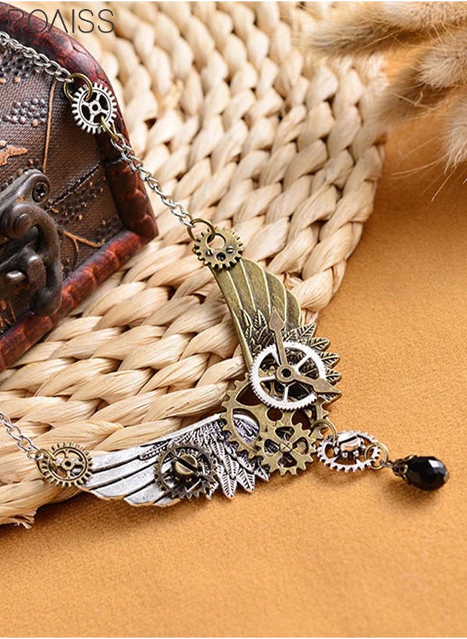 roaiss - Unisex Fashion wing Necklace Creative Vintage Gear Necklace Steampunk Pendant - Image 1