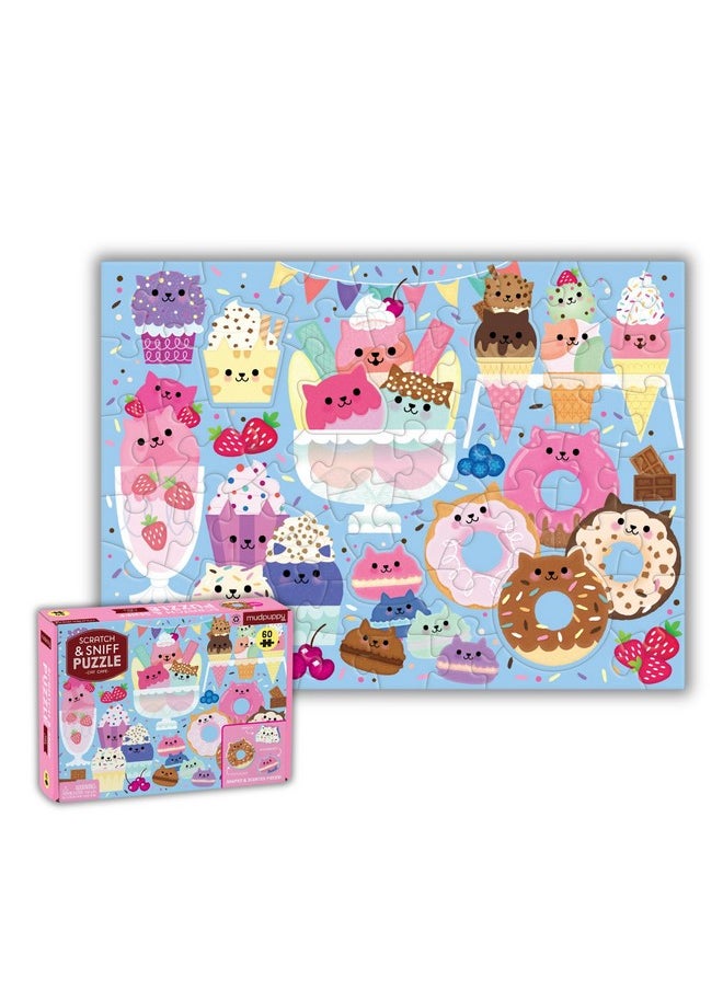 Mudpuppy - Mudpuppy Cat Cafe 60 Piece Scratch & Sniff Puzzle - Image 1