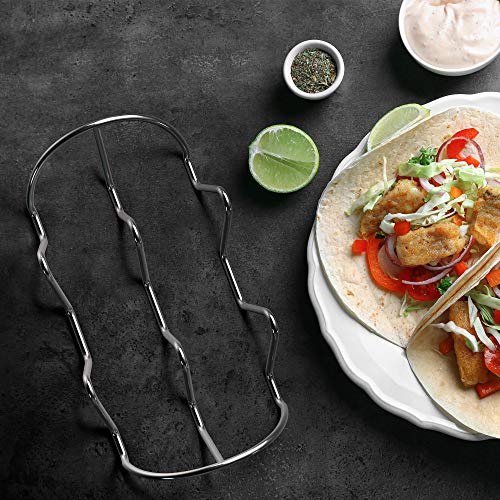 WIDBI Premium Taco Holders - 4 Pack Stainless Steel Taco Stands - Holds 12 Tacos - Fits Most Plates & Air Fryers - Dishwasher & Oven Safe - Stackable Trays - Racks Hold Soft & Hard Shell Tacos - Image 5