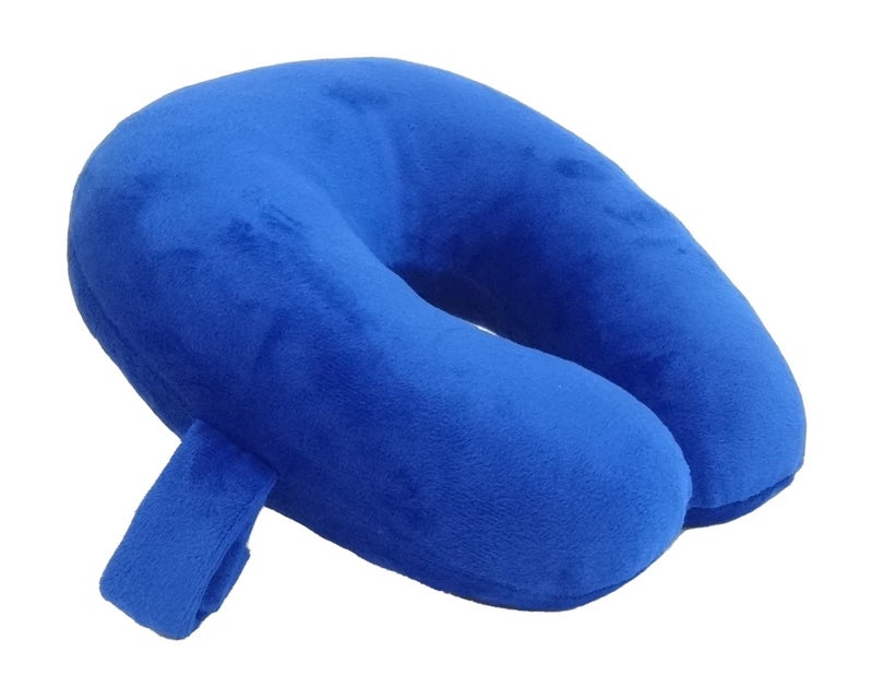 Wolf Essentials Kids Travel Neck Pillow - Cozy Soft Microfiber, Compact Design for Airplane, Car Seat, or Toddler Travel Support â€“ Blue - Image 2