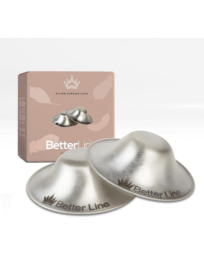 BETTERLINE - Silver Nursing Cups To Soothe Nipples For Breastfeeding Moms Newborn Essentials Handmade Silver Nipple Shields 100% Natural Silver Nursing Pads Baby Shower Gifts - Image 1