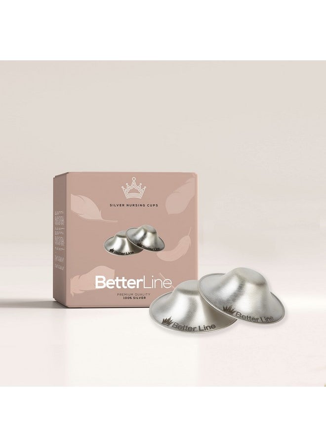 BETTERLINE - Silver Nursing Cups To Soothe Nipples For Breastfeeding Moms Newborn Essentials Handmade Silver Nipple Shields 100% Natural Silver Nursing Pads Baby Shower Gifts - Image 1