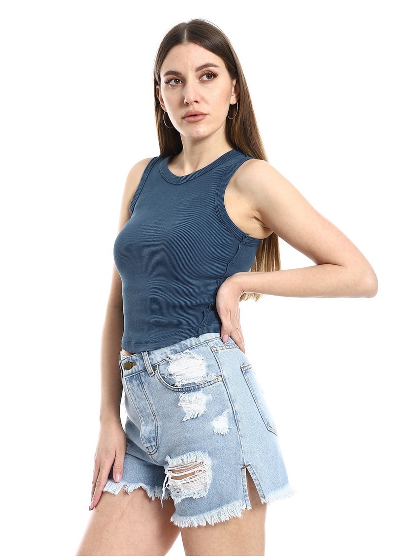 MERCH - The rarest women's wide-neck crew-neck shirt - navy blue - Image 1
