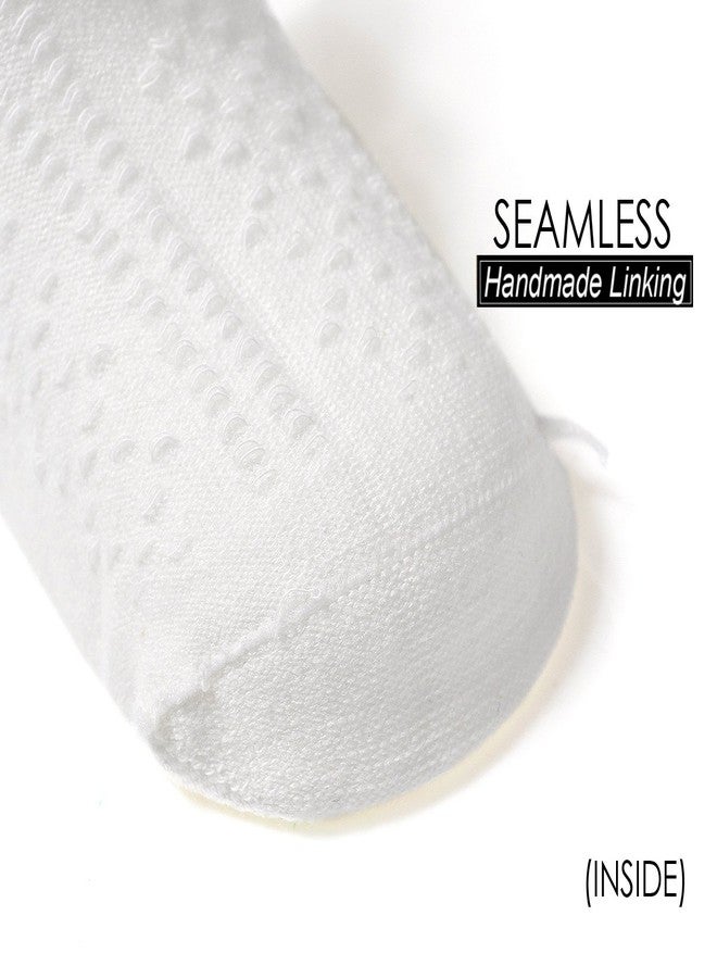 EPEIUS Toddler Girls Non Slip Ruffle Frilly Socks with Grips Pointelle Little Kids Cotton Non-skid Socks 6 Pair Pack,Natural White,3-5 Years - Image 4