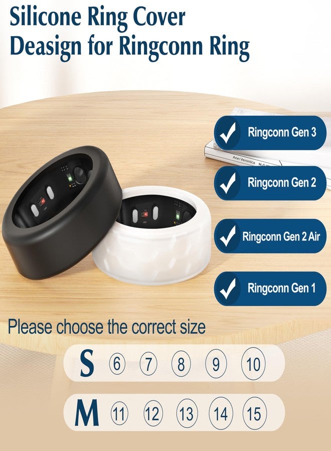 غطاء Snyeest مكون من 6 قطع متوافق مع RingConn من الجيل الثالث/الجيل الثاني/الجيل الثاني Air/الجيل الأول، تصميم مانع للانزلاق، غطاء سيليكون لحماية الأصابع، مناسب للرجال والنساء - 2 أسود + 2 شفاف + 2 بإضاءة النجوم - مقاس M، متوافق مع هواتف 11/12/13/14 - Image 2