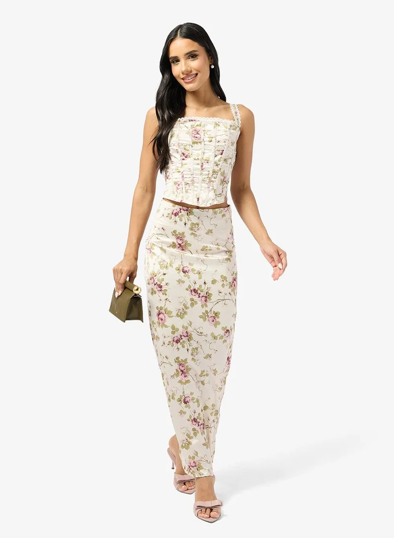 Ginger Floral Corset Bodice Top & Skirt Coord Set