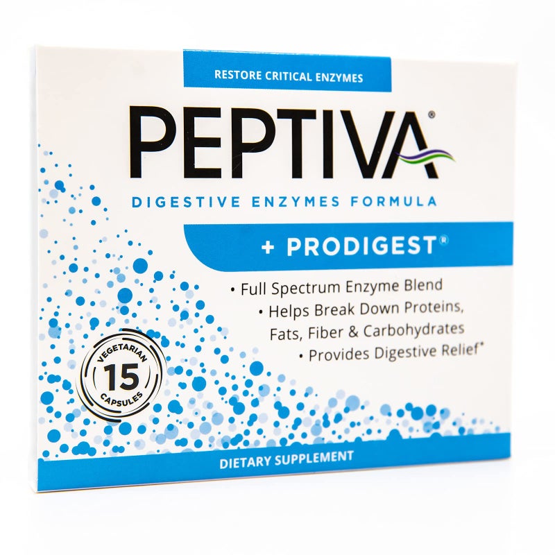Peptiva Digestive Enzyme Supplement ProDigest Helps with Bloating Gas Constipation 15 Count