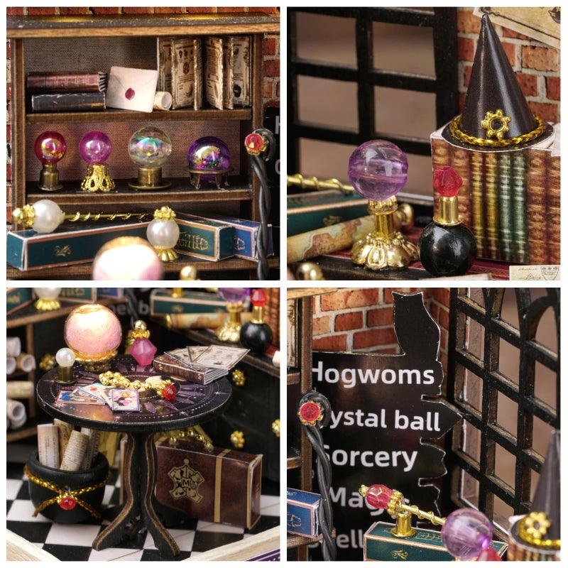 CUTEROOM Miniature House Kit, CUTEROOM Tiny House Kit Wooden Dollhouse Kit Mini House Making Kit with Dust Cover, DIY Dollhouse Kit Birthday Gift (Moon Magic) - Image 5