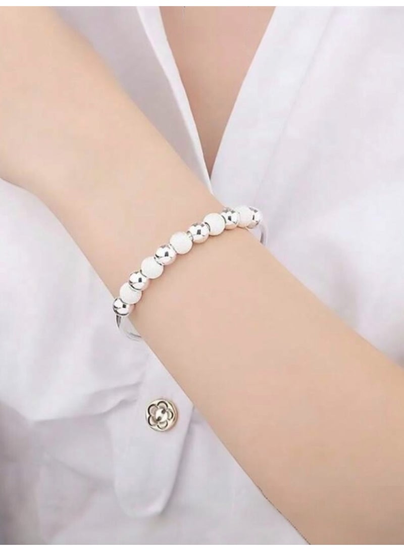 نيو ستايل اسوارة نسائية بتصميم راقي وأنيق مطلي بالفضة 925 - Image 2