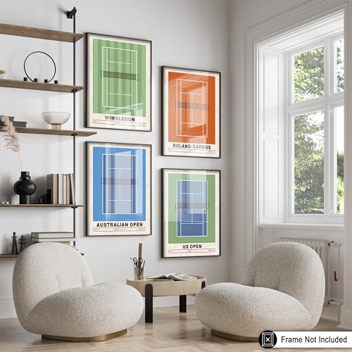 Poster Master 4-Piece Sports Print - Tennis Poster - Sport Tournament Art - Grand Slam Wall Design - US & Australian Open Art - Great Gym, Living Room or Office Decor - 8x10 UNFRAMED Wall Art - Image 3