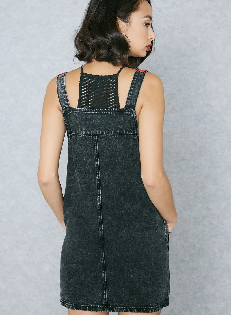 FOREVER 21 Patches Detail Pinafore Dress