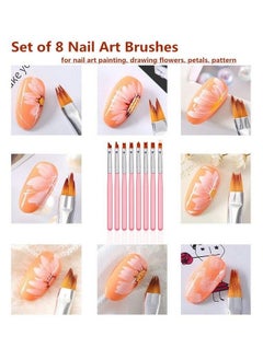 FULINJOY 11 Pcs Nail Art Brush Set Uv Gel Painting Pen Nail Flower Painting Brush Gel Gradient Nail Painting Design Pen Nail Liner Brushes  - Image 4
