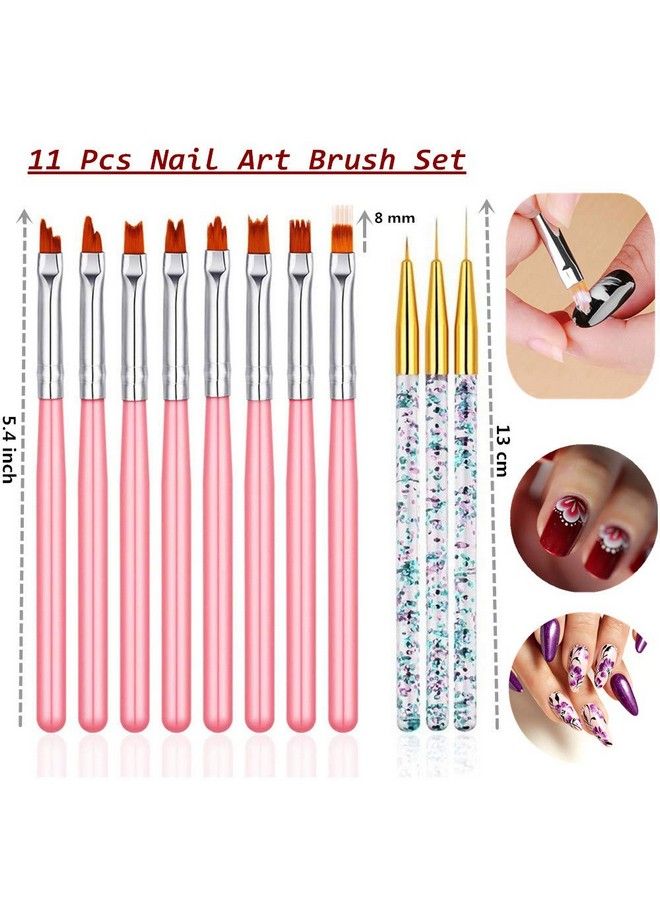 FULINJOY 11 Pcs Nail Art Brush Set Uv Gel Painting Pen Nail Flower Painting Brush Gel Gradient Nail Painting Design Pen Nail Liner Brushes - Image 3
