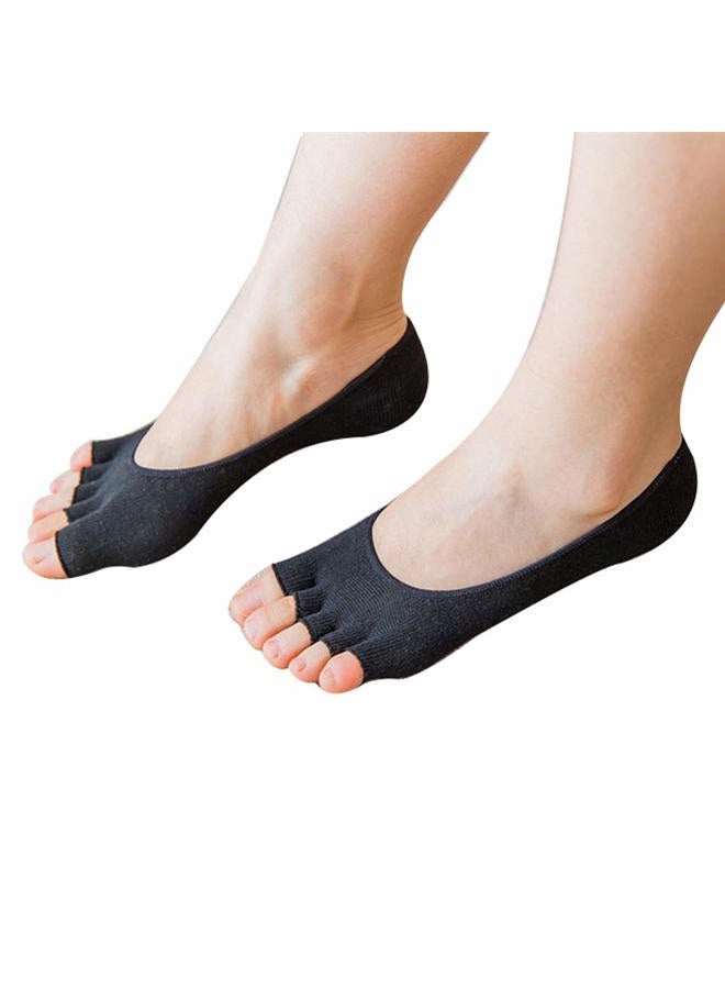 Angzhili Only Dental Women Ladies Summer Peep Toe Socks Open Toe Socks Invisible Liner Fashion Breathable Open-Toed Liner Socks No Show with Nonslip Heel Grip(Black, 2 Pair), Black, 2 Pair, One size - Image 1
