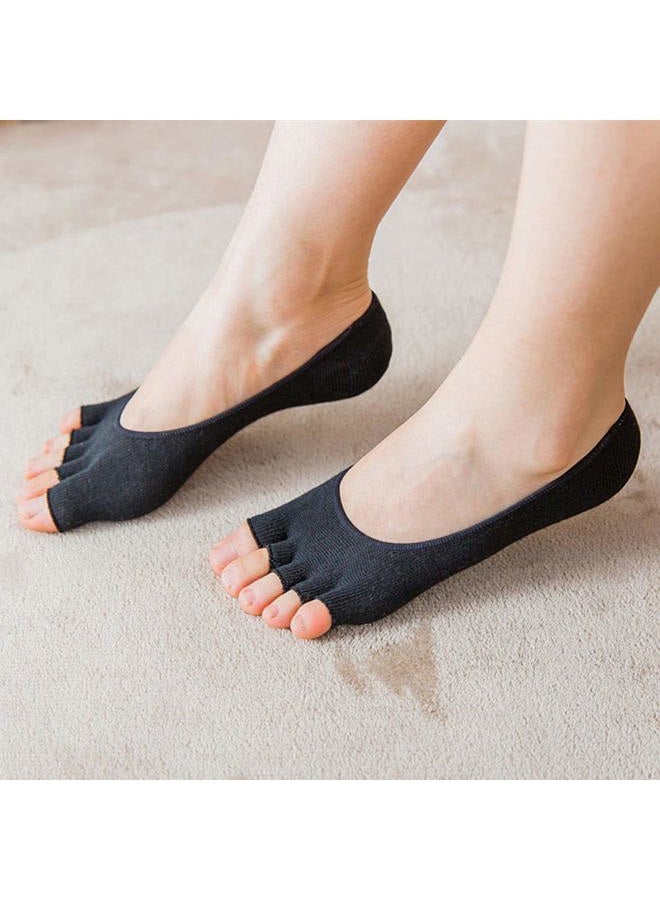 Angzhili Only Dental Women Ladies Summer Peep Toe Socks Open Toe Socks Invisible Liner Fashion Breathable Open-Toed Liner Socks No Show with Nonslip Heel Grip(Black, 2 Pair), Black, 2 Pair, One size - Image 2