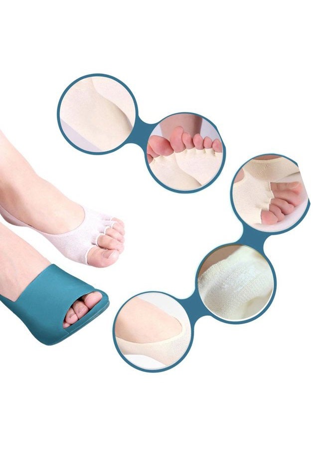 Angzhili Only Dental Women Ladies Summer Peep Toe Socks Open Toe Socks Invisible Liner Fashion Breathable Open-Toed Liner Socks No Show with Nonslip Heel Grip(Black, 2 Pair), Black, 2 Pair, One size - Image 4
