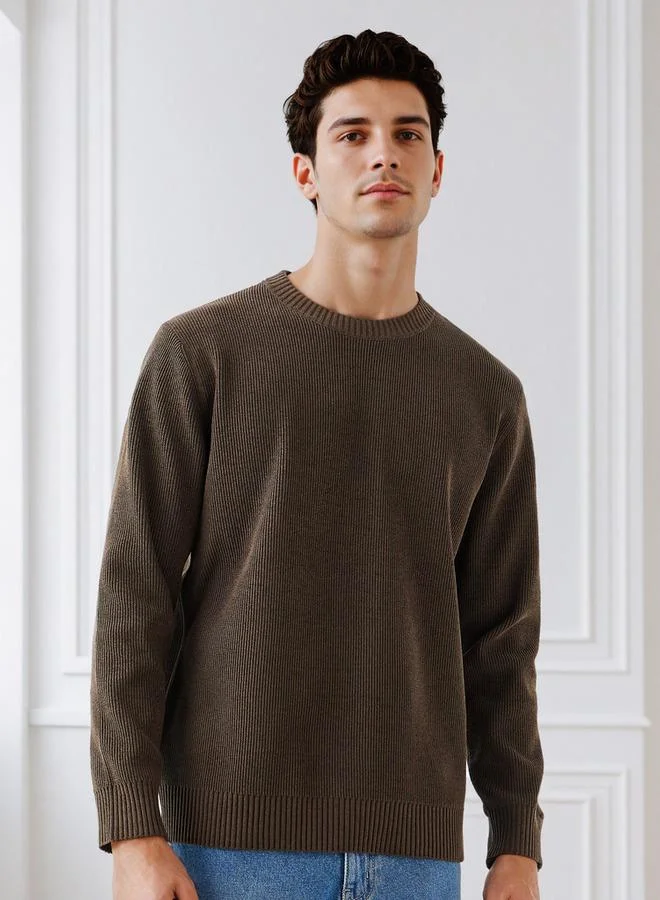 سبلاش فيڤ Men's Crew Neck Textured Sweater
