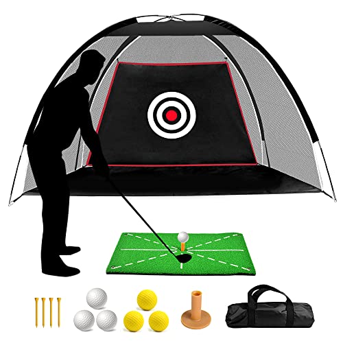 ASENVER Black Golf Practice Net Set - 6.6x4.4 FT with Hitting Mat, Target Cloth and Carrying Bag - Image 1