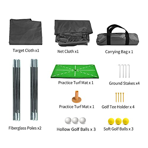 ASENVER Black Golf Practice Net Set - 6.6x4.4 FT with Hitting Mat, Target Cloth and Carrying Bag - Image 4