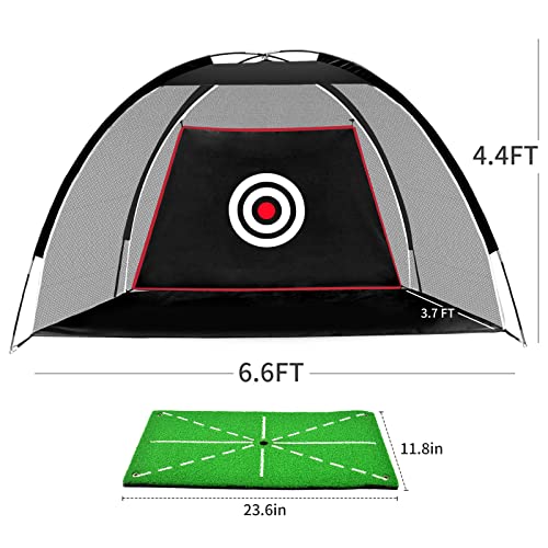 ASENVER Black Golf Practice Net Set - 6.6x4.4 FT with Hitting Mat, Target Cloth and Carrying Bag - Image 5
