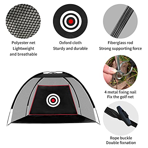 ASENVER Black Golf Practice Net Set - 6.6x4.4 FT with Hitting Mat, Target Cloth and Carrying Bag - Image 3