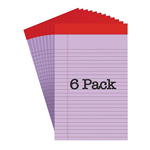 Manaloom Jr. Legal Pad Writing Pads, Narrow Ruled Writing Note Pads - Colored Notepads 5 x 8 Inch Lined Notebooks, Perforated Notebook - 50 Sheet Pads - 6 Pack (Orchid) - Image 1