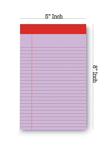 Manaloom Jr. Legal Pad Writing Pads, Narrow Ruled Writing Note Pads - Colored Notepads 5 x 8 Inch Lined Notebooks, Perforated Notebook - 50 Sheet Pads - 6 Pack (Orchid) - Image 2