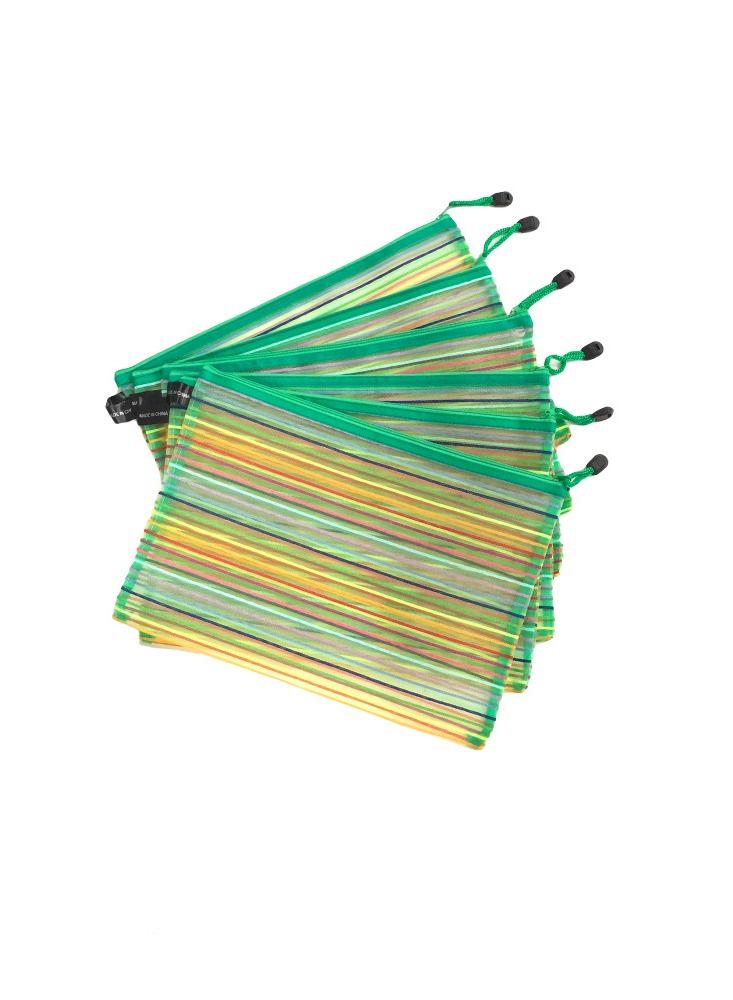 12-PCS File Zipper Bag Colorful Mesh Zipper Documents Organizer Storage Pouch for Office School Supplies - Image 1