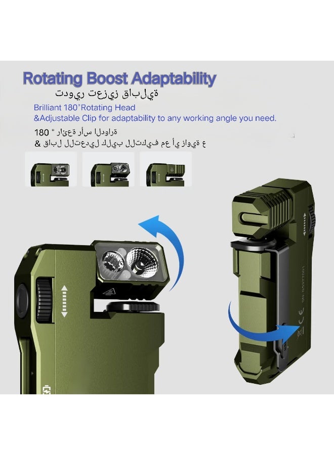 ألترون مصباح يدوي ALTRONE صغير قابل لإعادة الشحن من نوع G5، بقوة 400 لومن | مصباح يدوي مغناطيسي بسلسلة مفاتيح مع إضاءة RGB، ومشبك دوار 180 درجة، وشحن سريع من النوع C، ومصباح جيب مقاوم للماء للتخييم والتنزه والطوارئ. - Image 4