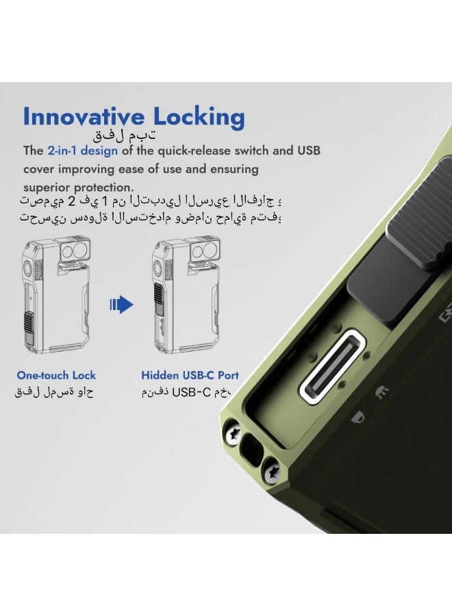 ألترون مصباح يدوي ALTRONE صغير قابل لإعادة الشحن من نوع G5، بقوة 400 لومن | مصباح يدوي مغناطيسي بسلسلة مفاتيح مع إضاءة RGB، ومشبك دوار 180 درجة، وشحن سريع من النوع C، ومصباح جيب مقاوم للماء للتخييم والتنزه والطوارئ. - Image 5