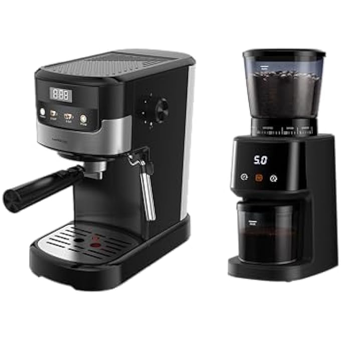 ليبرسو ماكينة قهوة مطحنة كهربائية مضخة ضغط 20 بار ماكينة قهوة مطحنة مخروطية الشكل شاشة تعمل باللمس ماكينة إسبريسو مطحنة قهوة قابلة للتعديل جهاز تبخير الحليب ماكينة إسبريسو حبوب البن - Image 2